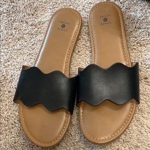 Black slip on sandals